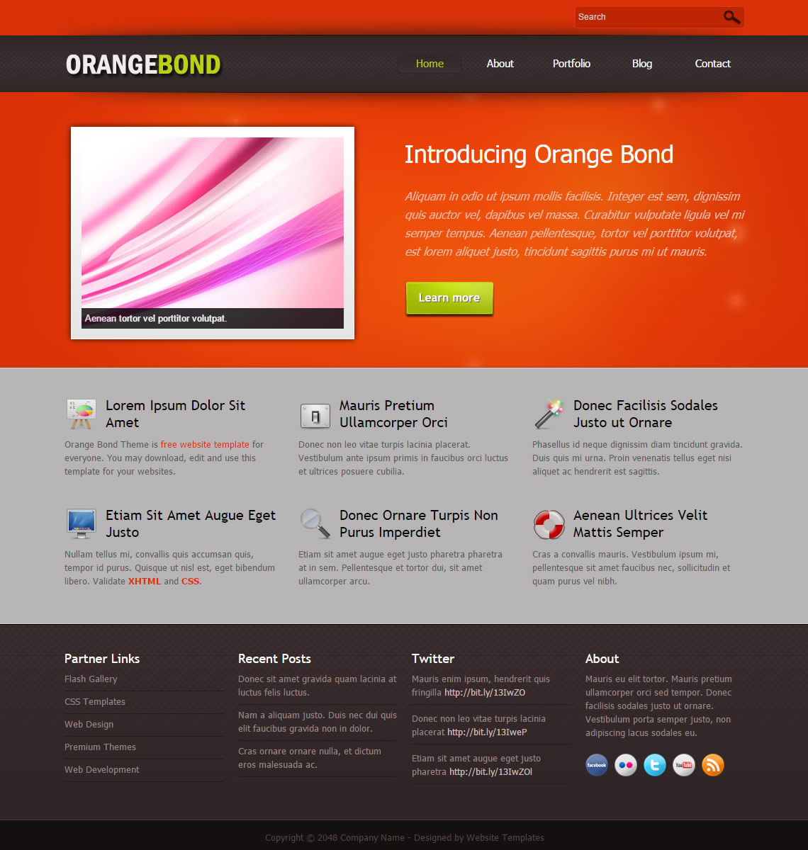 Orange Bond Free HTML CSS Templates