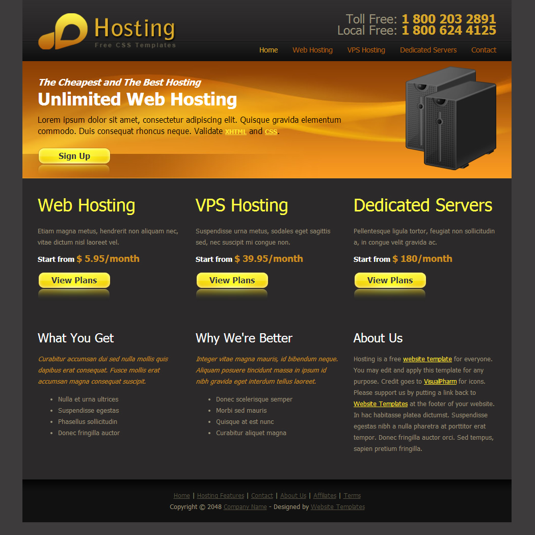 Web Hosting HTML Template By Tooplate
