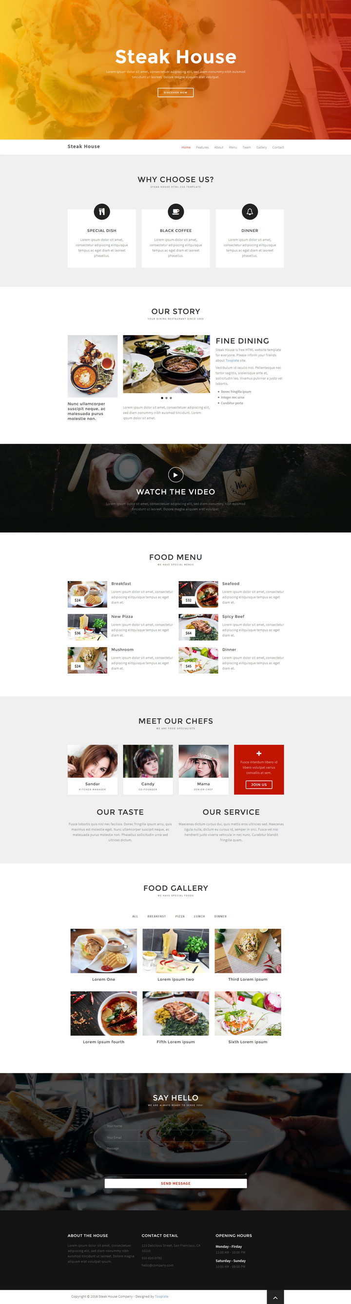 Steak House HTML Template