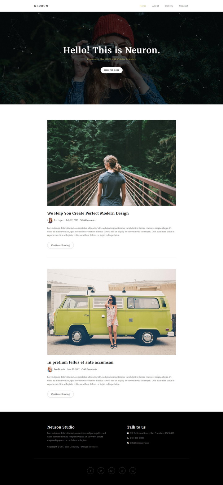 Neuron Blog HTML Template