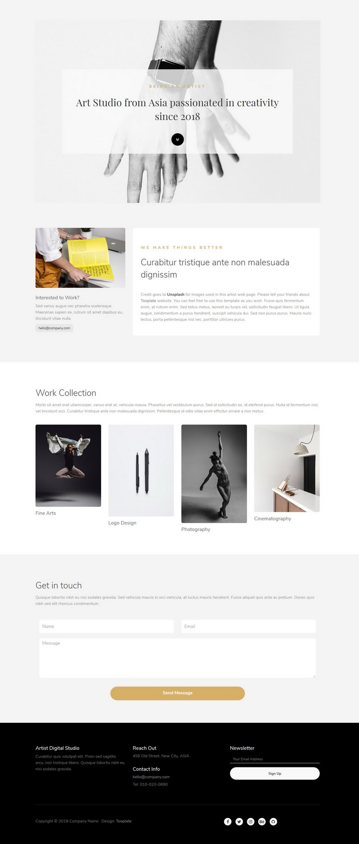 Artist Minimal Page HTML Template