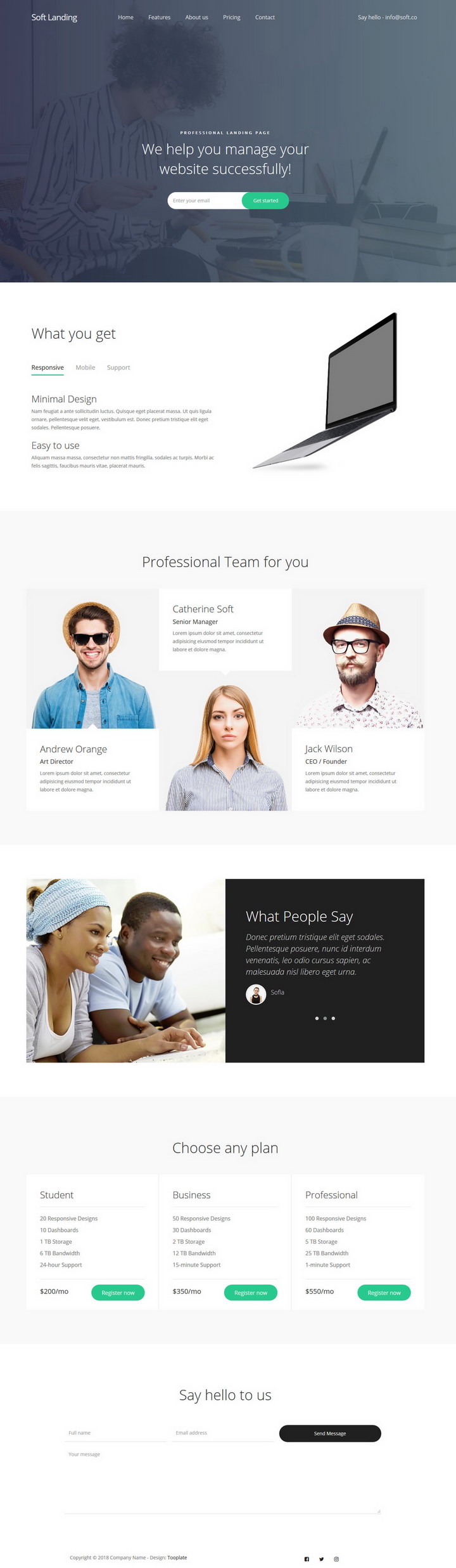 Soft Landing Page HTML Template
