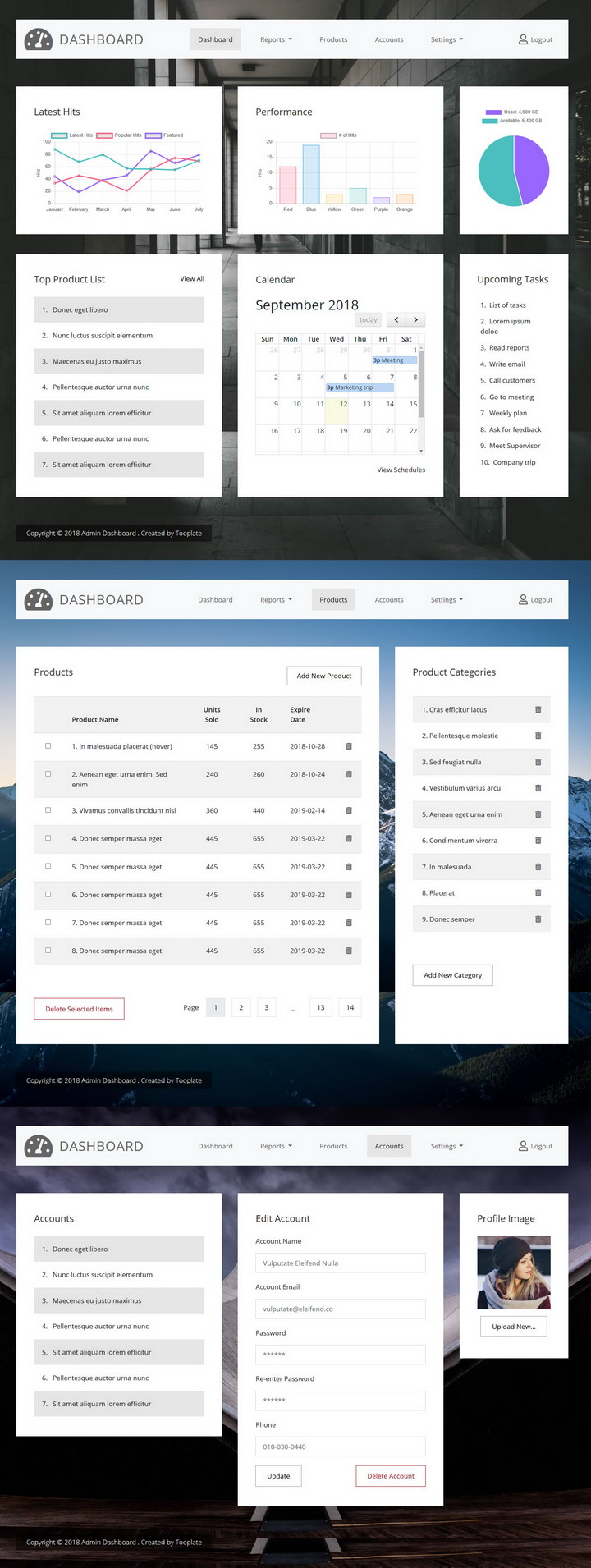 Admin Dashboard HTML Template