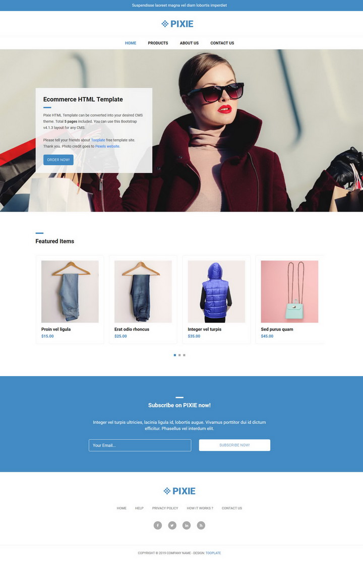 Pixie Ecommerce HTML Template