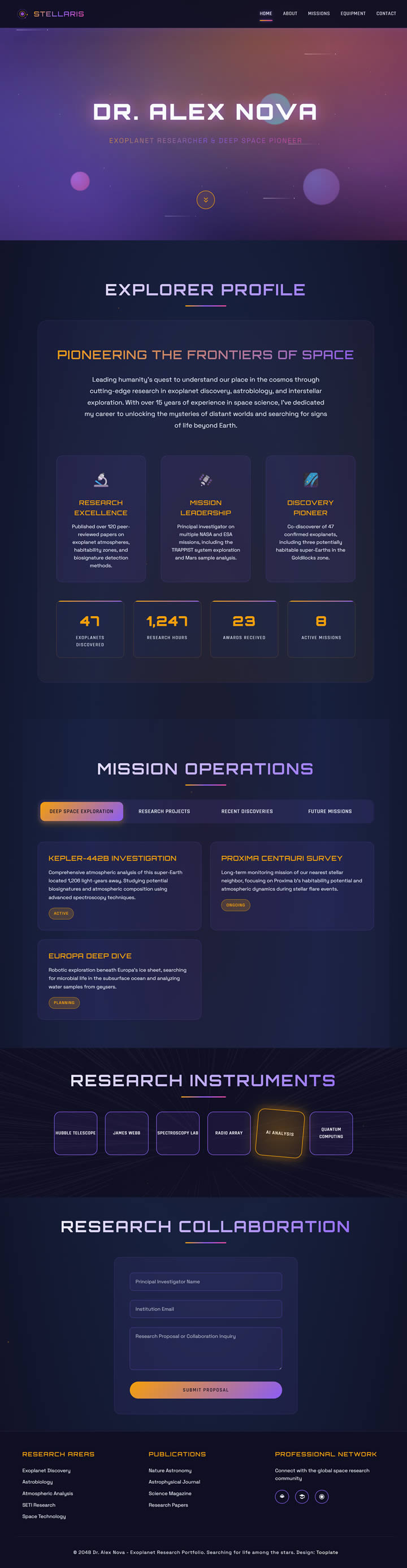 Stellaris Space Explorer HTML Template