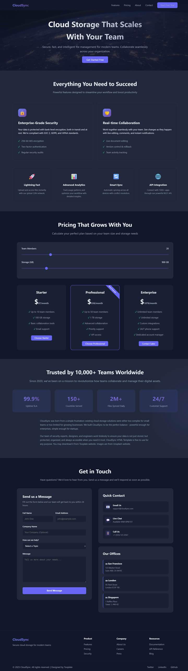 Cloud Sync SaaS HTML Template