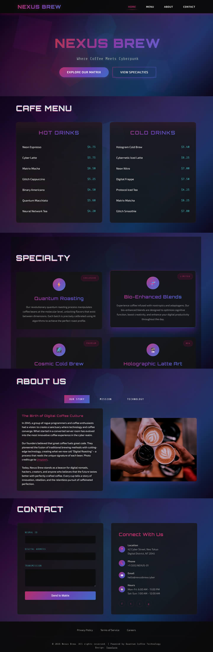 Nexus Brew Cafe HTML Template