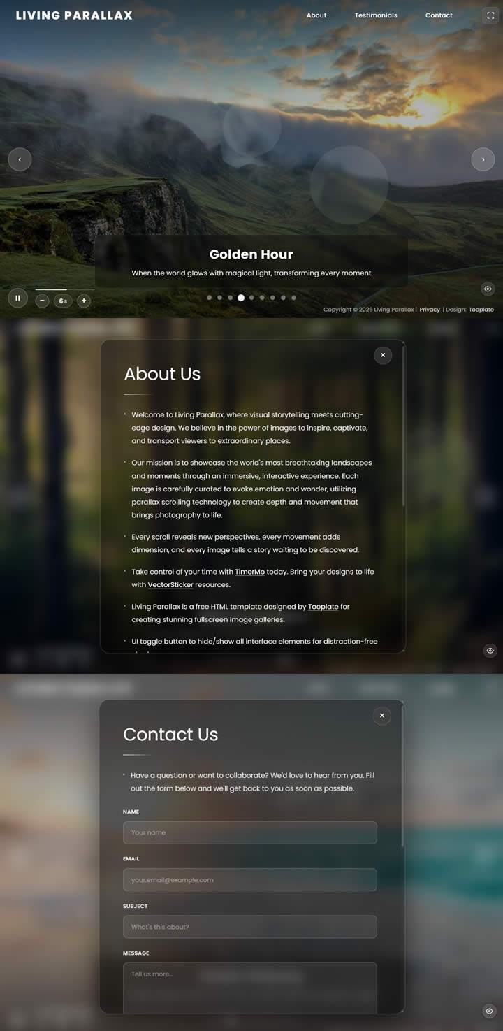 Living Parallax Gallery HTML Template